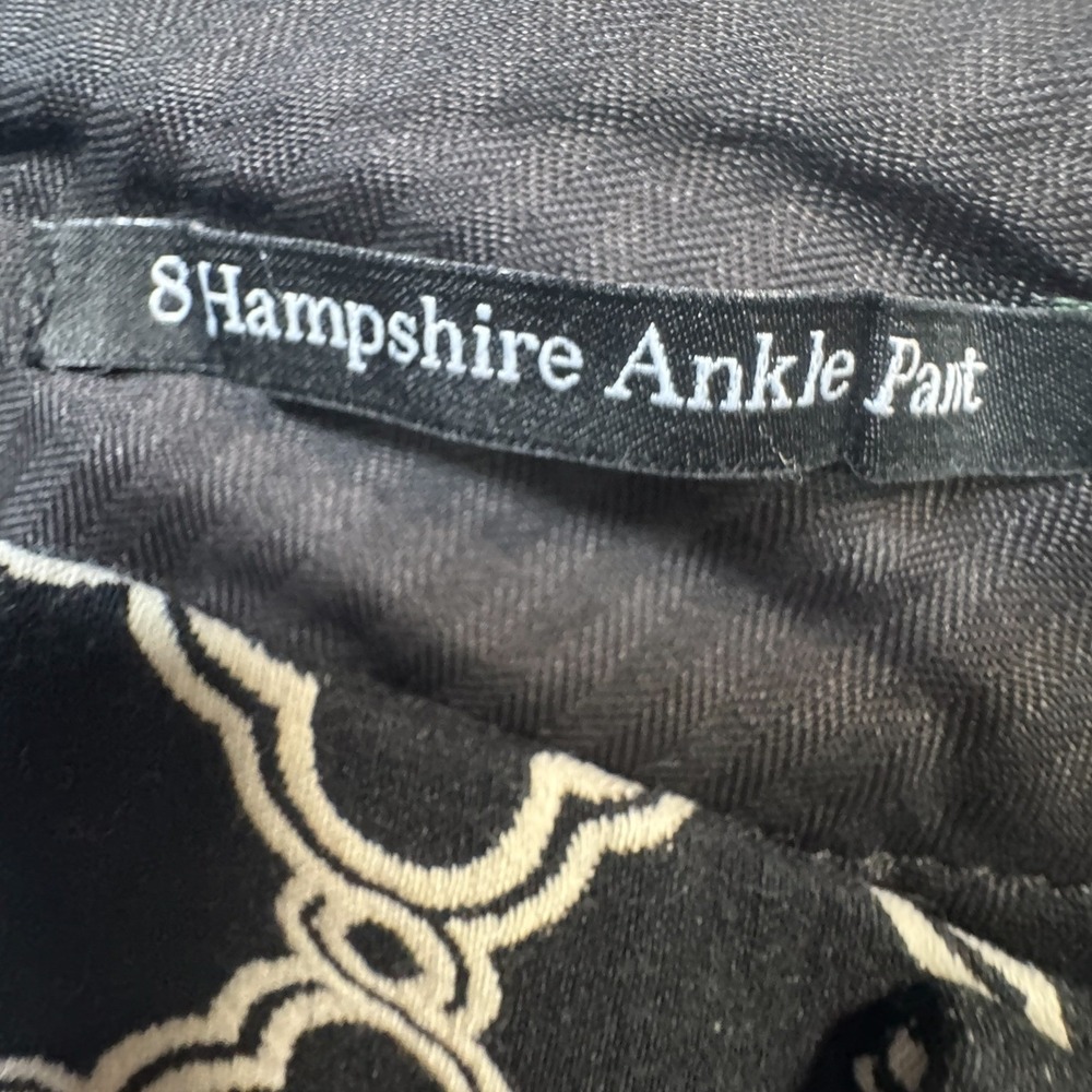 Talbots 8 Hampshire Ankle Pants Black White Geometric Print Stretch Cotton Blend - Picture 6 of 7